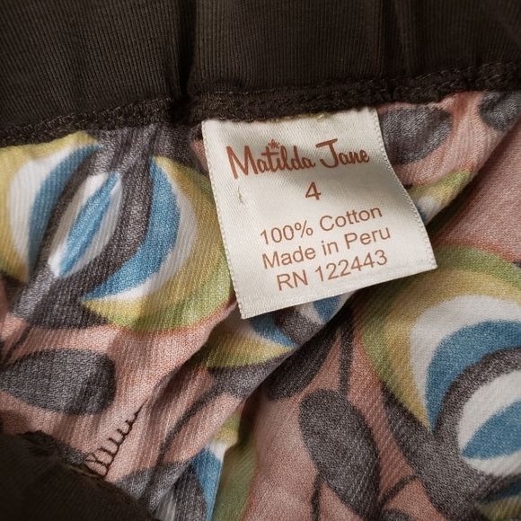 Matilda Jane Mod Wide Leg Corduroy Pants Girls 4 Brown Rust Blue Pull On Cord - Picture 6 of 7